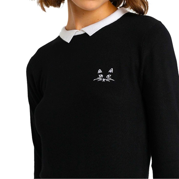 Modcloth Tops - Louche London 🐱♥️ Retro Mod Contrast Collar Kitty Sweater